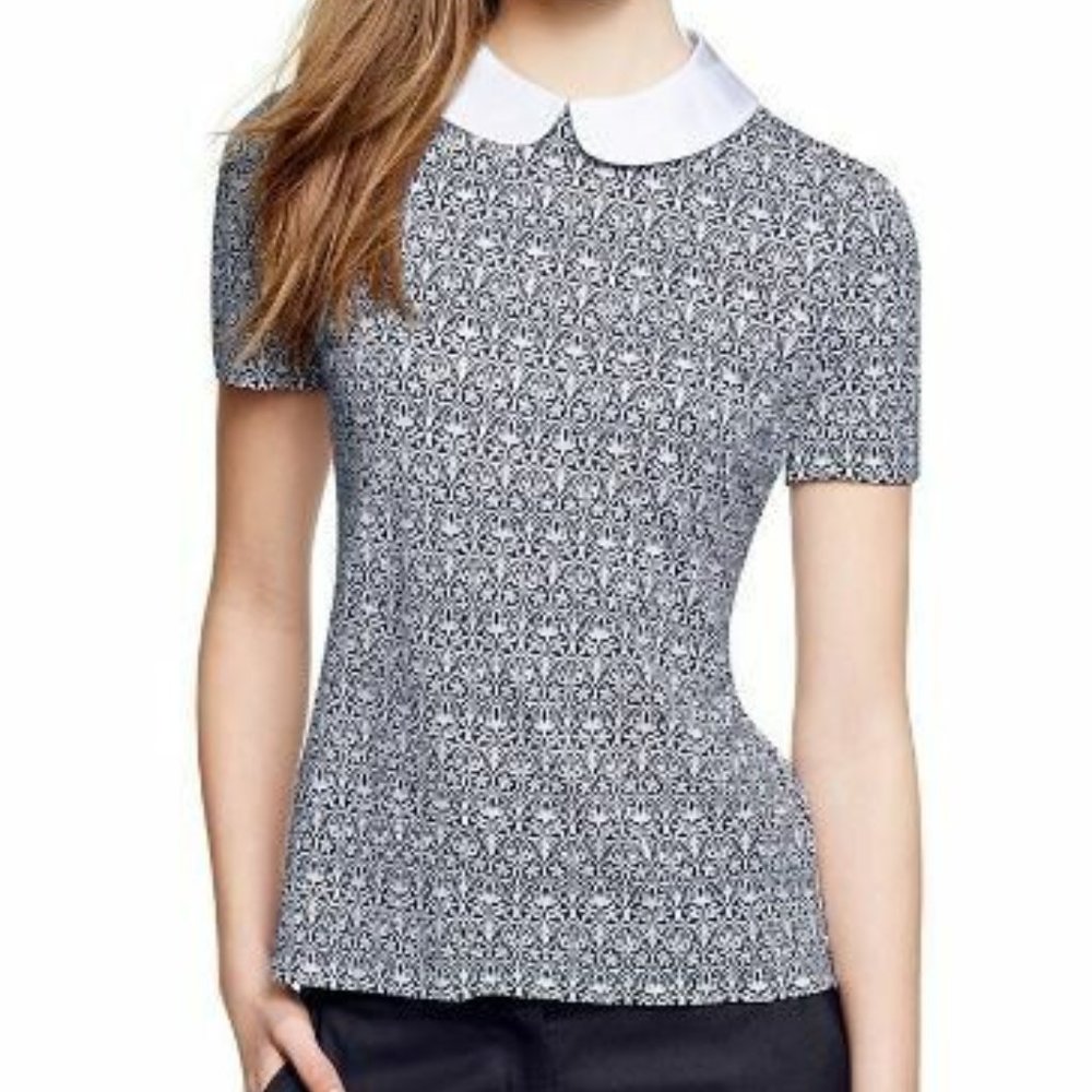 Tory Burch Merrit T-shirt Blouse with Peter Pan Collar